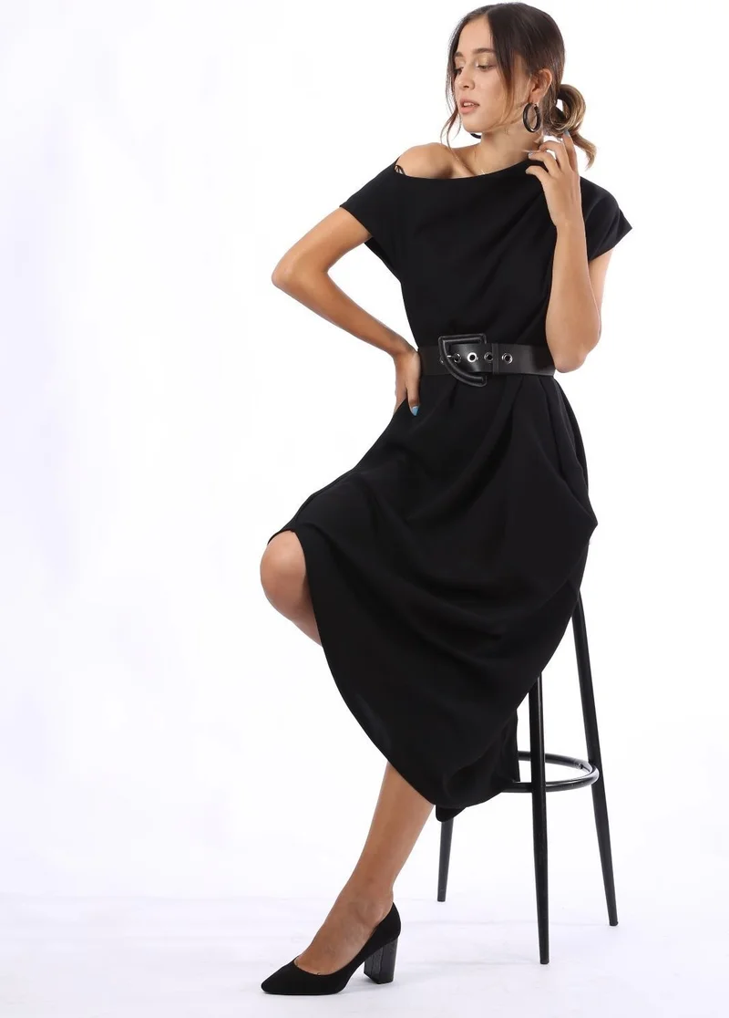 Modatalika Asymmetric Belted Dress