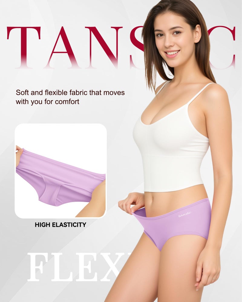 TANSTC Womens Underwear Low Waist Cotton Hipster Panties Full Coverage Stretch Briefs Breathable Panties 6 Pack,L - Image 3