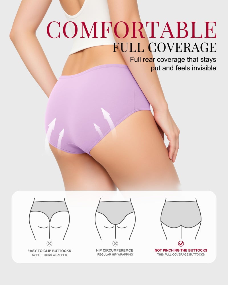 TANSTC Womens Underwear Low Waist Cotton Hipster Panties Full Coverage Stretch Briefs Breathable Panties 6 Pack,L - Image 5