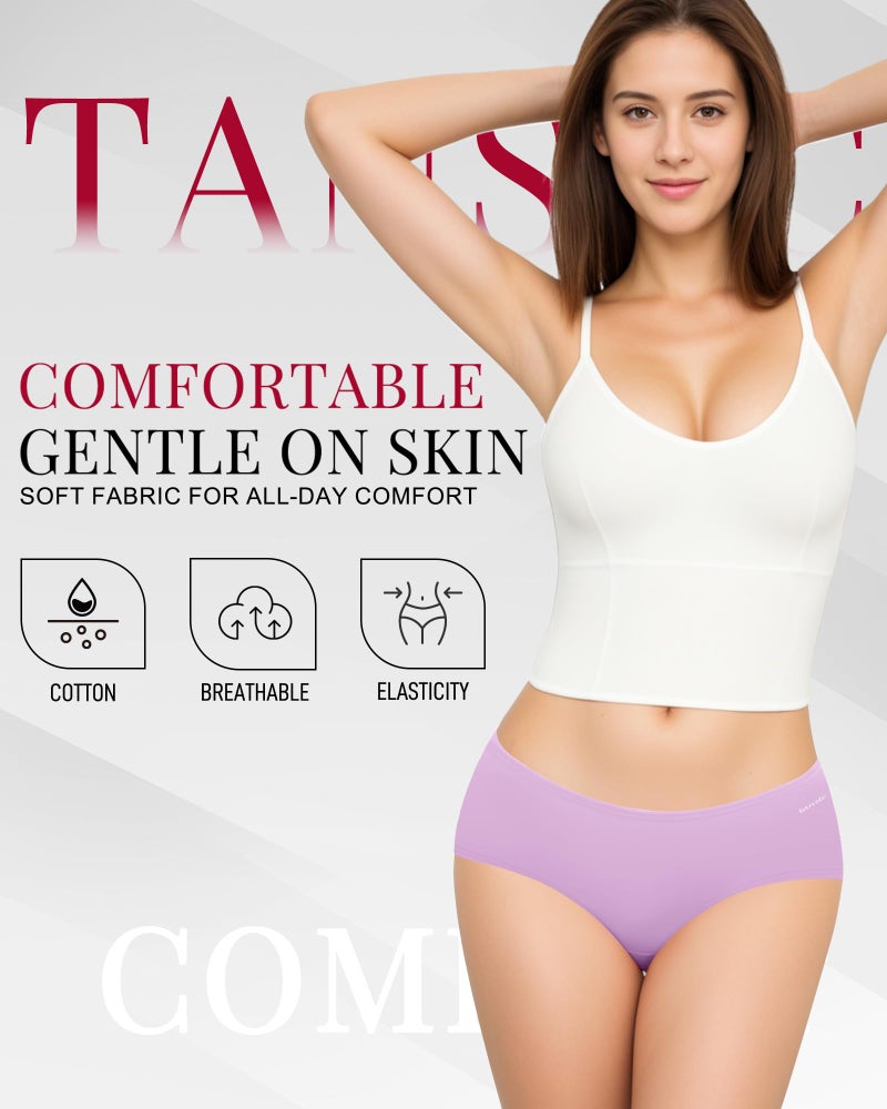 TANSTC Womens Underwear Low Waist Cotton Hipster Panties Full Coverage Stretch Briefs Breathable Panties 6 Pack,L - Image 2