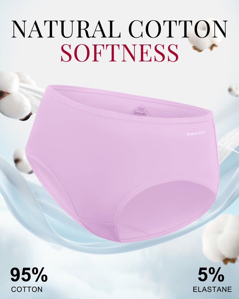 TANSTC Womens Underwear Low Waist Cotton Hipster Panties Full Coverage Stretch Briefs Breathable Panties 6 Pack,L - Image 4