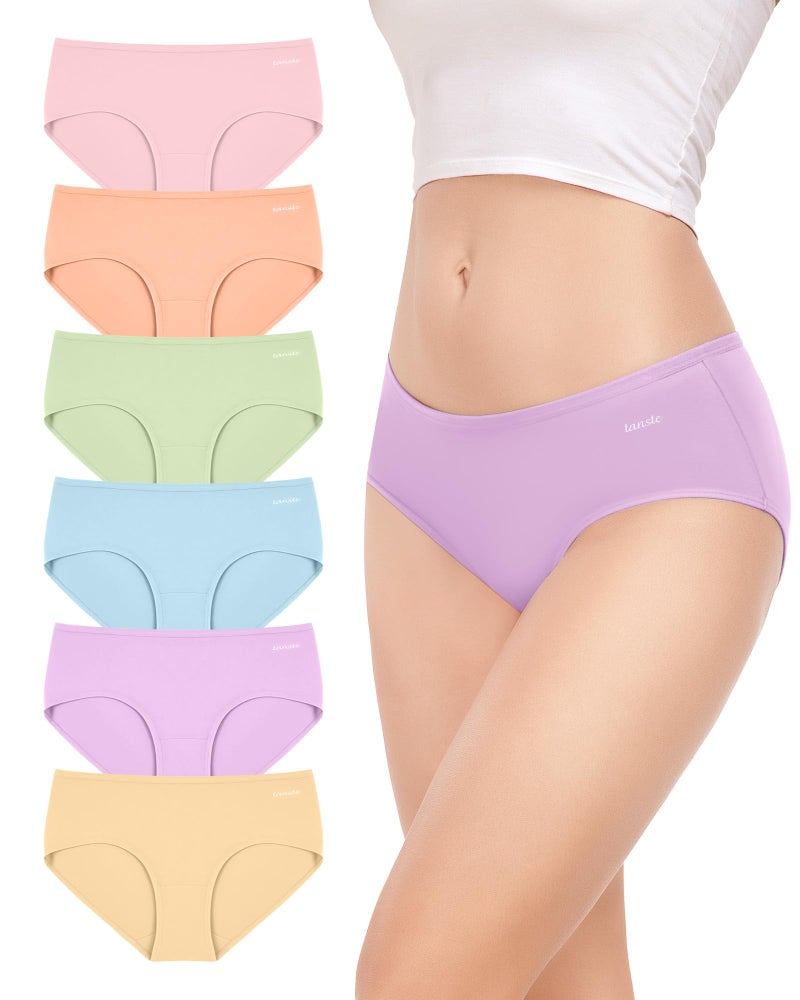 TANSTC Womens Underwear Low Waist Cotton Hipster Panties Full Coverage Stretch Briefs Breathable Panties 6 Pack,L - Image 1