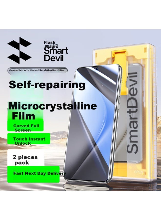 Smartdevil Huawei Pura70pro Phone Film P70pro+/ultra Curved Microcrystalline Full Glue Tempered Soft Film Dust-free Warehouse Full Screen Hd Anti-fall Protection Phone Film - Image 1