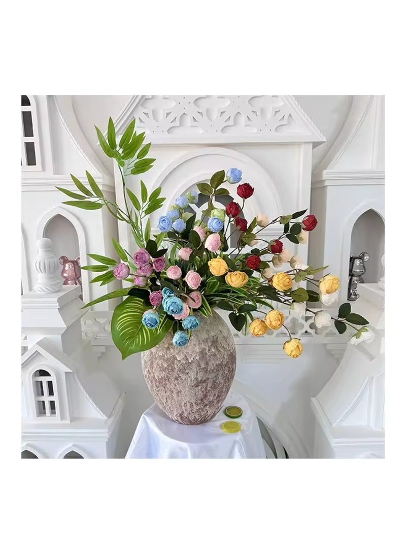 Huitich 7 Blossoms Lifelike Artificial Roses for Your Home Decor Champagne  - Image 2