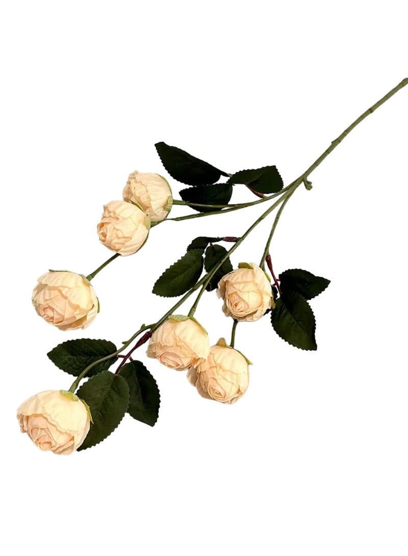 Huitich 7 Blossoms Lifelike Artificial Roses for Your Home Decor Champagne  - Image 1