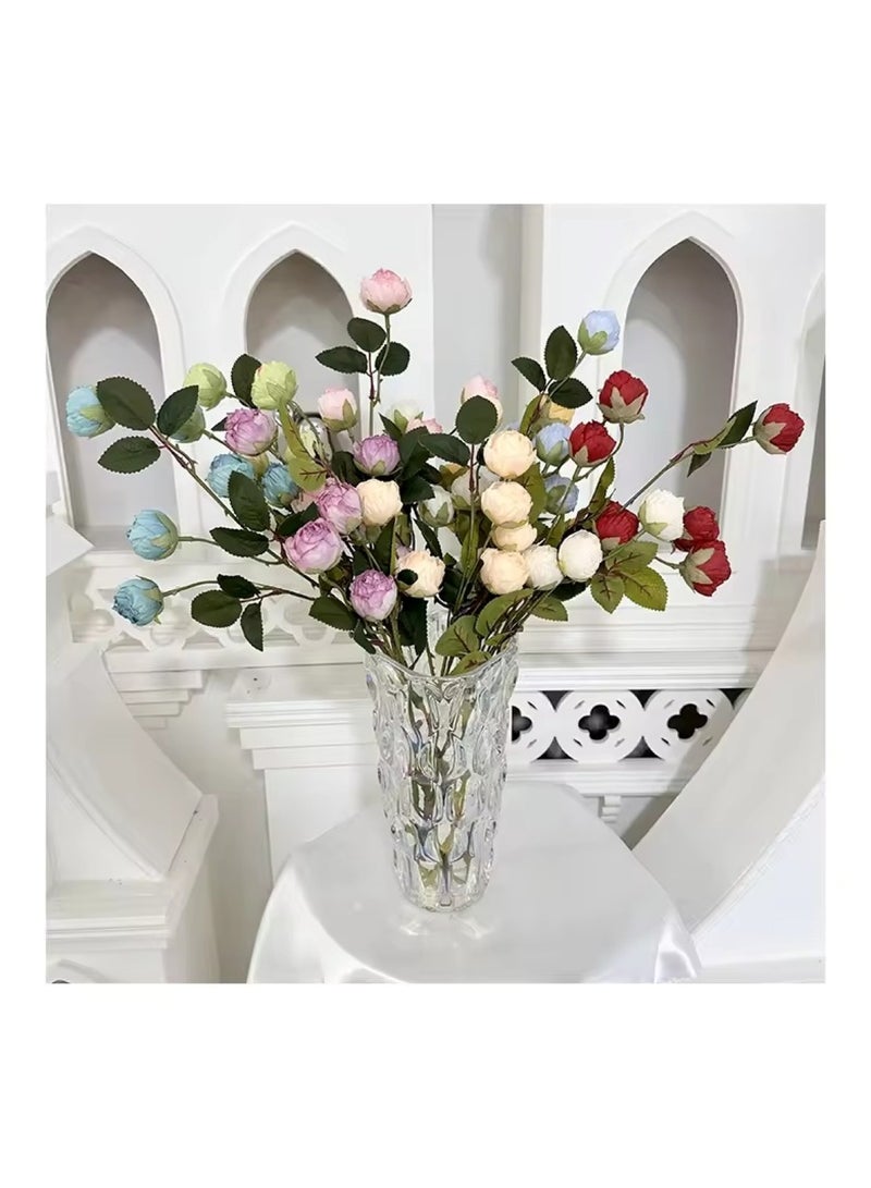 Huitich 7 Blossoms Lifelike Artificial Roses for Your Home Decor Champagne  - Image 3