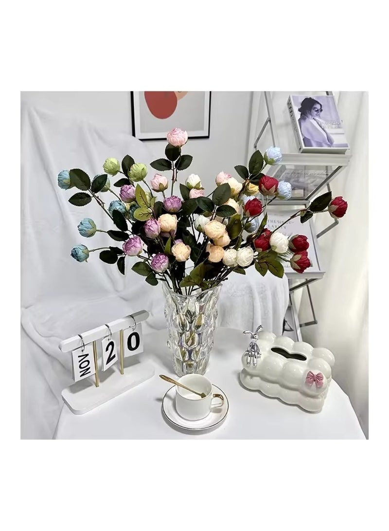 Huitich 7 Blossoms Lifelike Artificial Roses for Your Home Decor Champagne  - Image 4