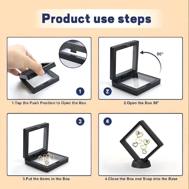 Frame - An innovative 3D floating box 9x9x2 cm designed to display coins, award medals, gemstone jewelry and small decorative accessories. Color is random (1pc without base) - Image 5