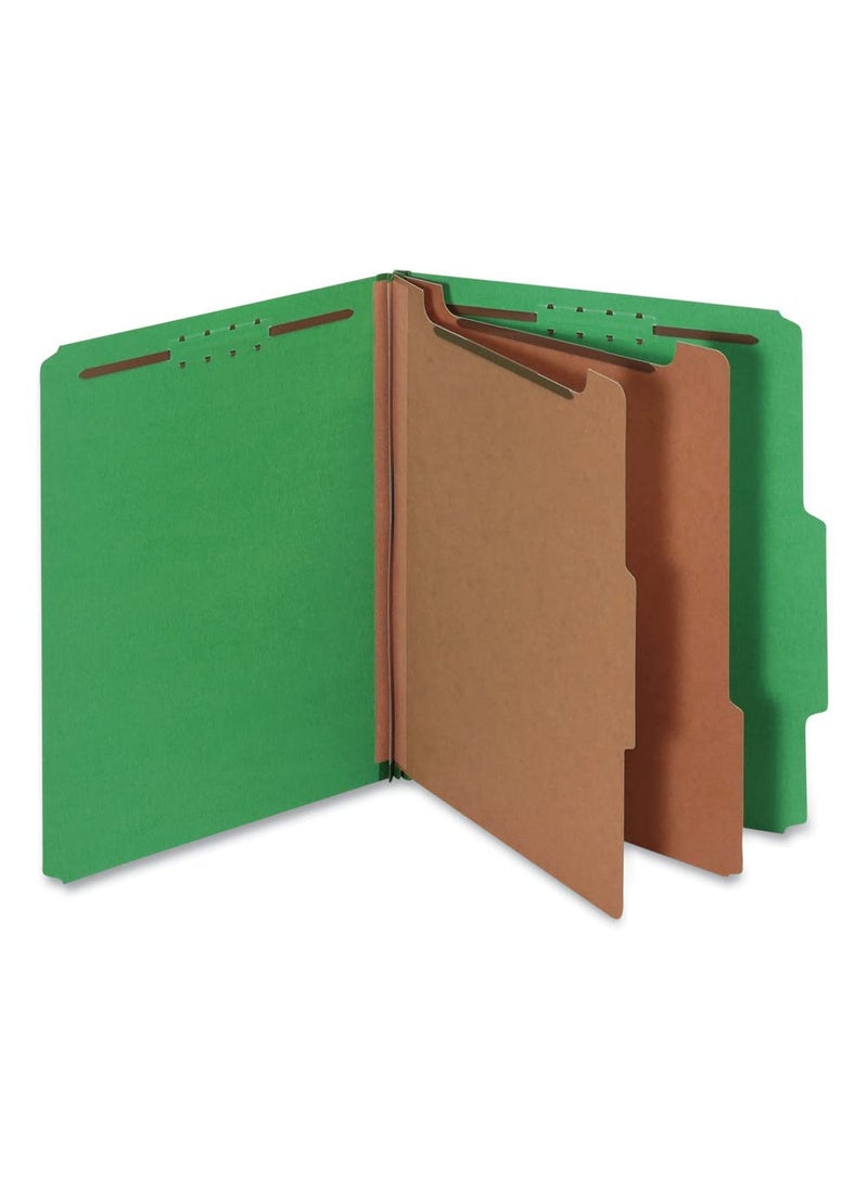UNIVERSAL Universal UNV10302 2 Dividers Bright Colored Pressboard Classification Folders - Letter Size, Emerald Green (10/Box)  - Image 1