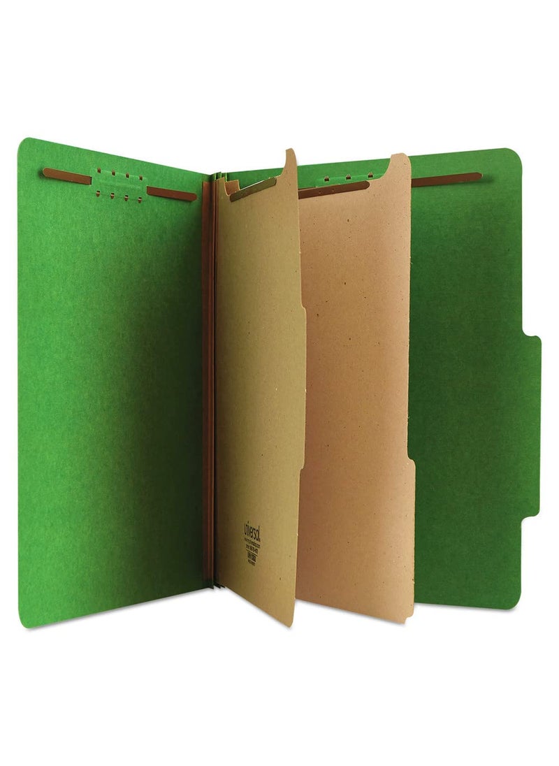 UNIVERSAL Universal UNV10302 2 Dividers Bright Colored Pressboard Classification Folders - Letter Size, Emerald Green (10/Box)  - Image 3