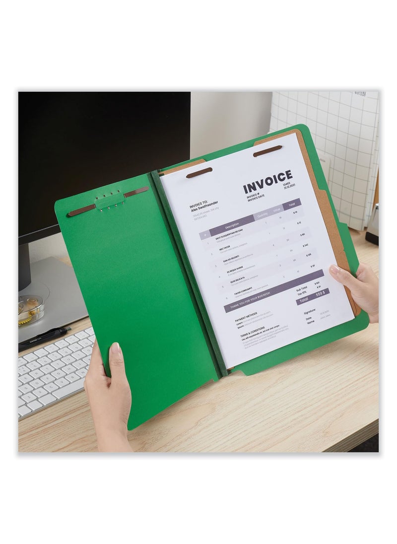 UNIVERSAL Universal UNV10302 2 Dividers Bright Colored Pressboard Classification Folders - Letter Size, Emerald Green (10/Box)  - Image 2