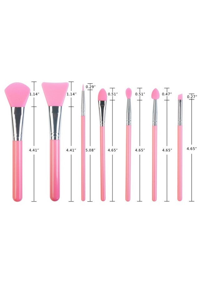 LORMAY - 7 Pcs Silicone Brush Applicator Kit For Uv Resin Epoxy Art Crafting And Cream Makeup Products (Pink) - Image 1