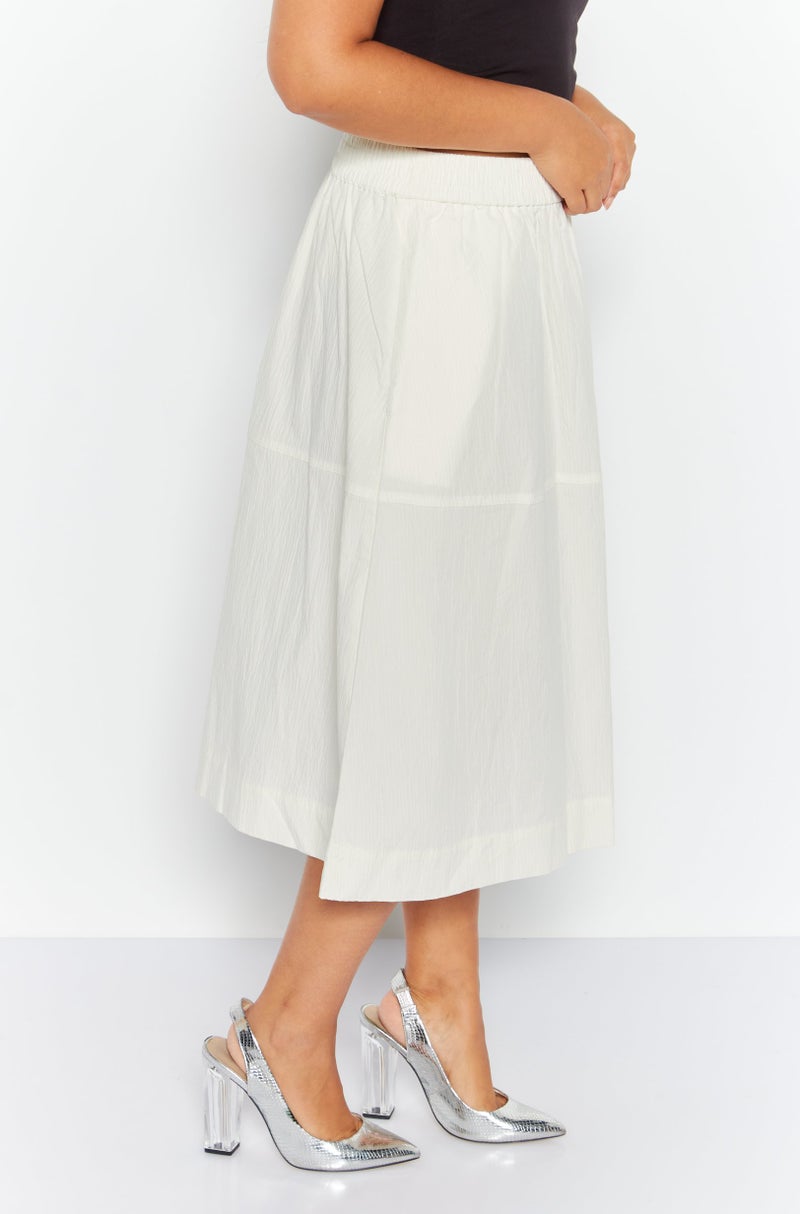 ESPRIT Women Textured Basic Midi Skirt, Off White - Image 3