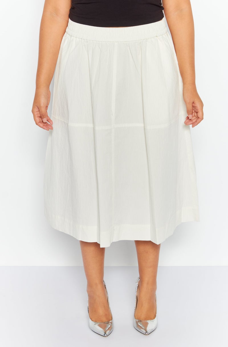 ESPRIT Women Textured Basic Midi Skirt, Off White - Image 1