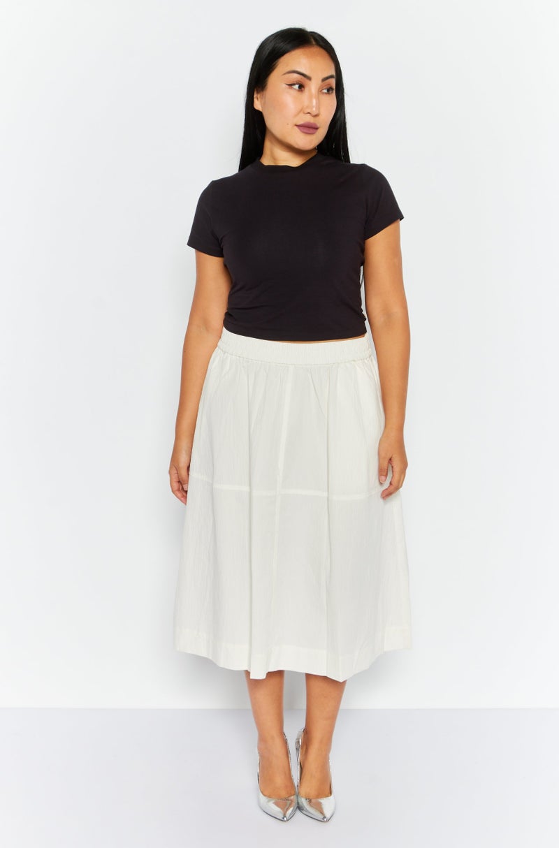 ESPRIT Women Textured Basic Midi Skirt, Off White - Image 2