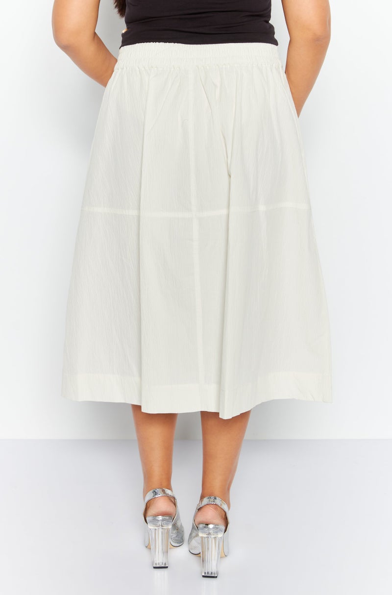 ESPRIT Women Textured Basic Midi Skirt, Off White - Image 4