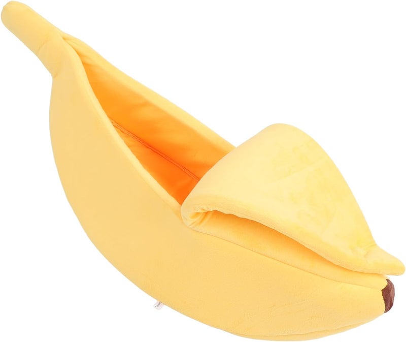 Banana Shaped Cat Bed, Soft Bed for Cats and Small Dogs, Warm Cuddle Cave with Semi Closed Design, Machine Washable Banana Pet Bed for Kittens Puppy (L) - Image 5