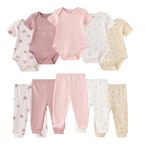 Ruliby Baby Girl Bodysuit and Pant Set Cotton Soft Newborn Clothes Outfits 36 month - Image 1