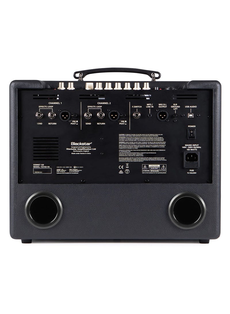 Blackstar Sonnet 120 -1 x 8”/1 x 1” 120 Watt Black Acoustic Guitar Combo Amplifier BA153012-H - Image 2