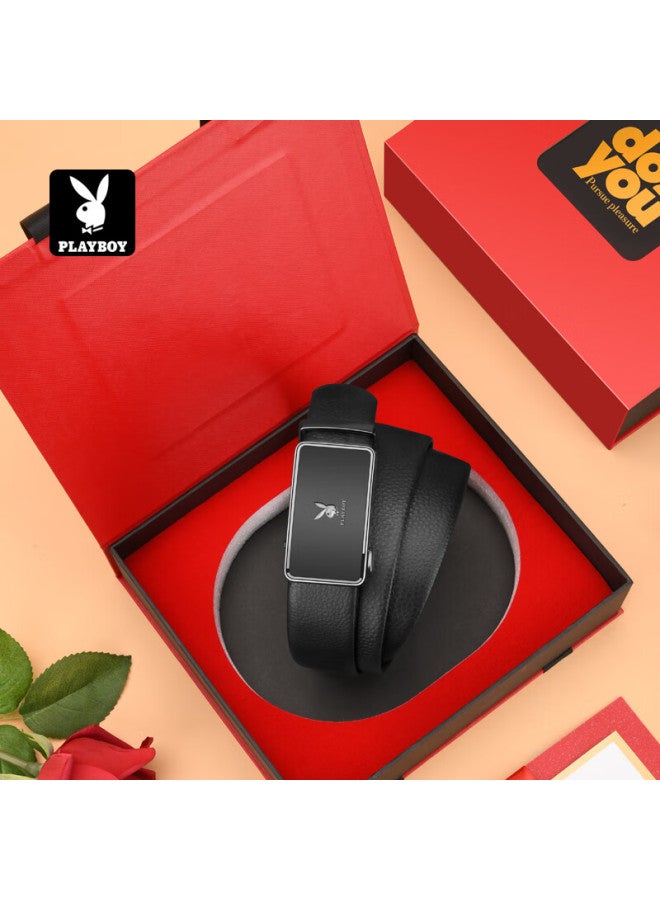 Playboy Gift Box Belt For Men, Automatic Buckle Genuine Leather Waistband, Top-grain Cowhide Casual Middle-aged Trouser Belt, Birthday Gift For Husband - Image 5