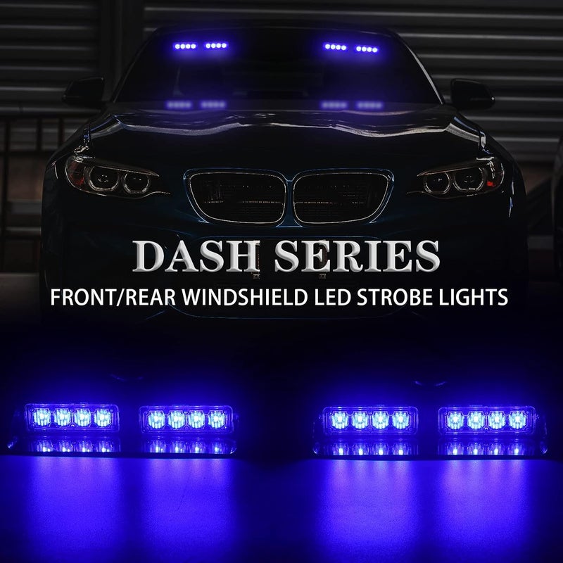 XRIDONSEN 2 in 1 Blue Emergency Dash Strobe Lights with Suction Cups for Vehicles - Image 2