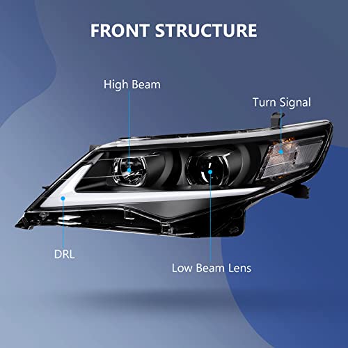 ECCPP Headlight Assembly For Toyota Camry 2012-2014 Headlamps Black Housing Clear Lens - Image 2