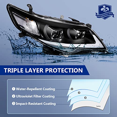 ECCPP Headlight Assembly For Toyota Camry 2012-2014 Headlamps Black Housing Clear Lens - Image 5