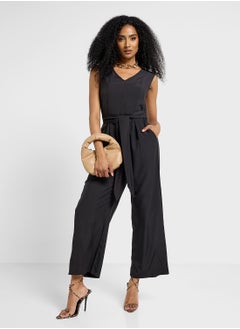 Ginger Plunge Neck Belted Jumpsuit  - Image 4