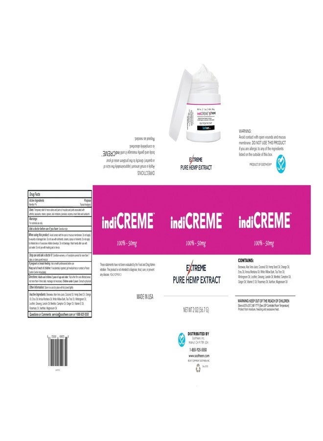 indiCREME Extreme Formula Topical Cream – All-Natural Ingredients - 2 Ounce Jar - Image 3