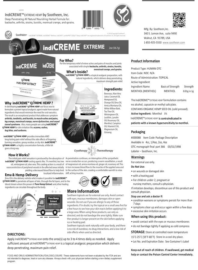 indiCREME Extreme Formula Topical Cream – All-Natural Ingredients - 2 Ounce Jar - Image 2