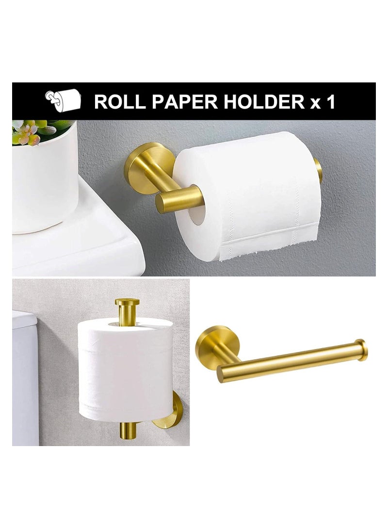 NANAO 5-Piece Stainless Steel Wall Mounted Bathroom Hardware Set Towel Rack Set included Bath Towel Bar Robe Towel Hooks Toilet Paper Holder and Towel Ring Gold  - Image 5