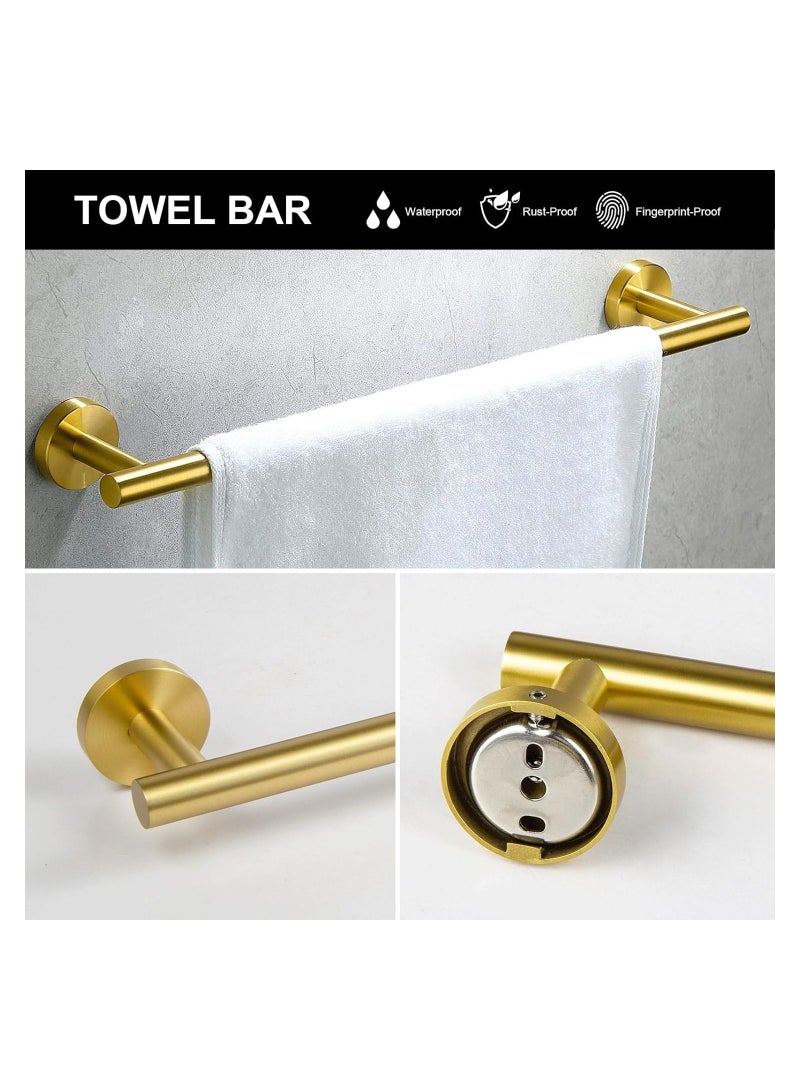 NANAO 5-Piece Stainless Steel Wall Mounted Bathroom Hardware Set Towel Rack Set included Bath Towel Bar Robe Towel Hooks Toilet Paper Holder and Towel Ring Gold  - Image 4