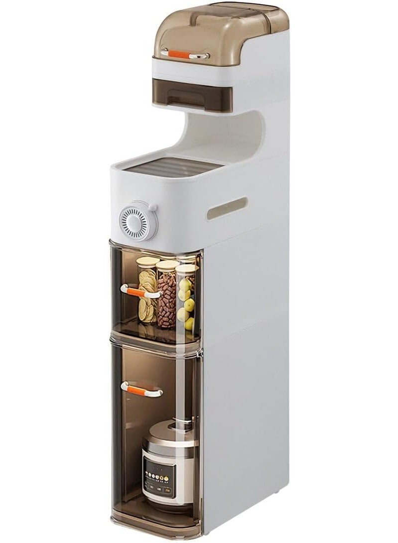 خزانة حمام ضيقة، منظم أرضيات نحيف ٧ بوصات، مع أدراج وعلبة مناديل، خزانة بلاستيكية متحركة مقاومة للماء وعجلات، مناسبة للمطابخ الصغيرة، وغرف الغسيل، وغرف المعيشة. - Image 1