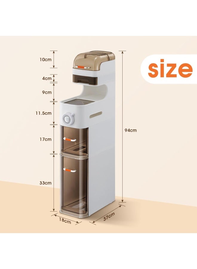 خزانة حمام ضيقة، منظم أرضيات نحيف ٧ بوصات، مع أدراج وعلبة مناديل، خزانة بلاستيكية متحركة مقاومة للماء وعجلات، مناسبة للمطابخ الصغيرة، وغرف الغسيل، وغرف المعيشة. - Image 2