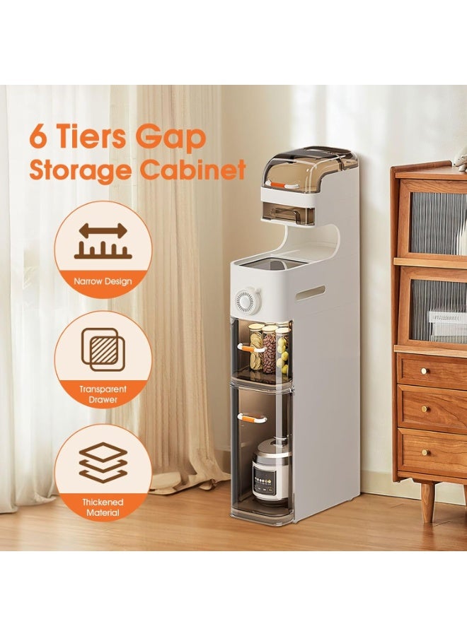 خزانة حمام ضيقة، منظم أرضيات نحيف ٧ بوصات، مع أدراج وعلبة مناديل، خزانة بلاستيكية متحركة مقاومة للماء وعجلات، مناسبة للمطابخ الصغيرة، وغرف الغسيل، وغرف المعيشة. - Image 3