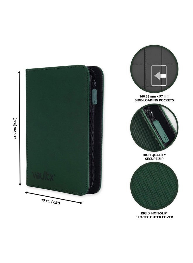 Vault X Premium Exo Tec® Zip Binder 4 Pocket Trading Card Album Folder 160 Side Loading Pocket Binder For Tcg (Green) - Image 2