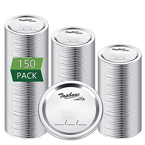 Topbooc Canning Lids for Ball, Kerr Jars - Split-Type Metal Mason Jar Lids for Canning - Food Grade Material, 100% Fit & Airtight for Regular Mouth Jars (Regular Mouth（150 Pcs）) - Image 1