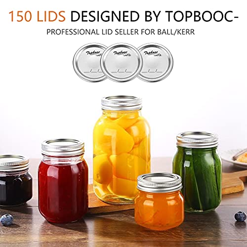 Topbooc Canning Lids for Ball, Kerr Jars - Split-Type Metal Mason Jar Lids for Canning - Food Grade Material, 100% Fit & Airtight for Regular Mouth Jars (Regular Mouth（150 Pcs）) - Image 5