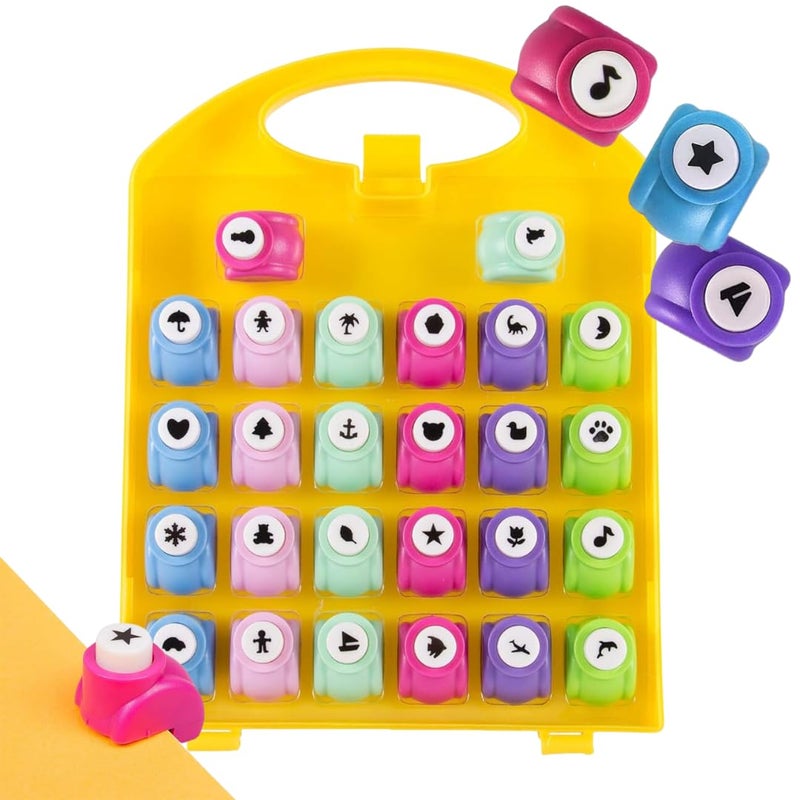 Scrapbook Paper Punch 26pc Mini Paper Hole Punchers w Case All Different Crafting Designs Hole Punch for Greeting Cards Scrapbooking Arts Crafts Projects for Kid Adults Summer Camp Gifts