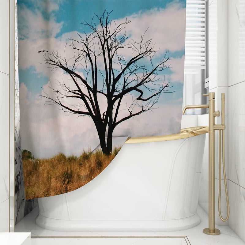 FING ستارة دش الحمام، ستارة حمام مع خطاف، ستارة دش مصممة للحمام، حوض الاستحمام، زينة ستائر حمام زخرفية حديثة (تصميم_28) - Image 1