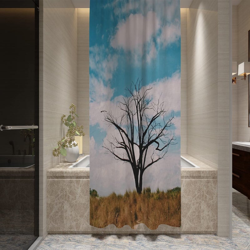 FING ستارة دش الحمام، ستارة حمام مع خطاف، ستارة دش مصممة للحمام، حوض الاستحمام، زينة ستائر حمام زخرفية حديثة (تصميم_28) - Image 2