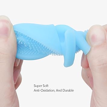 huasida Facial Cleansing Brush Soft Silicone Facial Washer for Pore Cleansing Exfoliating Massage 2 PiecesPinkBlue - Image 4