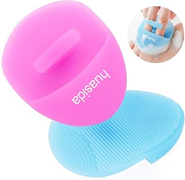 huasida Facial Cleansing Brush Soft Silicone Facial Washer for Pore Cleansing Exfoliating Massage 2 PiecesPinkBlue - Image 1