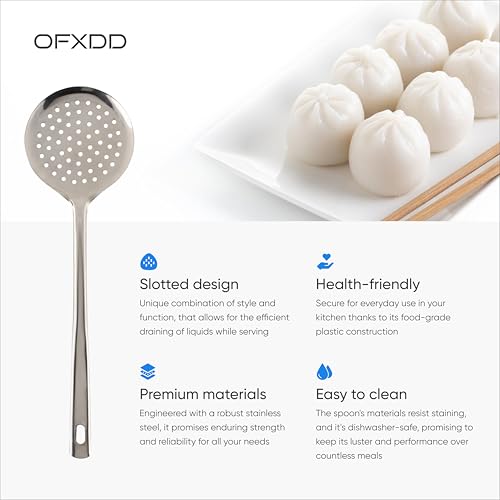 OFXDD Stainless Steel Skimmer- Metal Slotted Spoon for Kitchen with Handle - Image 2