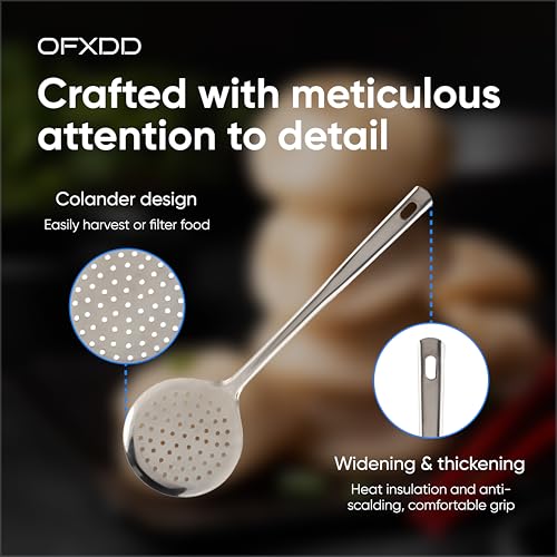OFXDD Stainless Steel Skimmer- Metal Slotted Spoon for Kitchen with Handle - Image 3