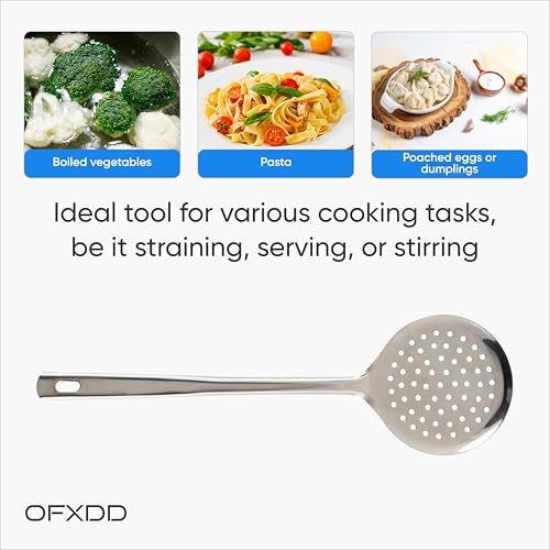 OFXDD Stainless Steel Skimmer- Metal Slotted Spoon for Kitchen with Handle - Image 4