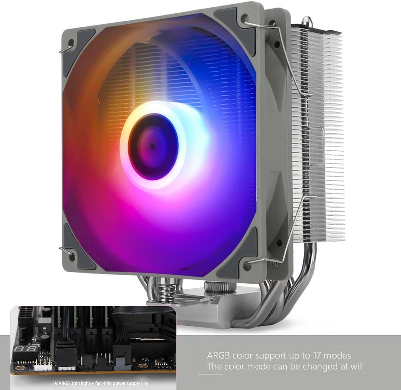 ثيرمالرايت مبرد هواء CPU من Thermalright Assassin King 120 SE ARGB، 5 أنابيب حرارية، مروحة هادئة TL-C12C-S PWM مع محمل S-FDB، متوافق مع AMD AM4 AM5/Intel LGA1700/1150/1151/1200 - Image 3