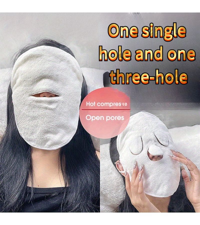 2pcs Single Hole And Three Hole Soft Facial Wrap Towels For Hot Cold Compress Cleansing Eye Jaw Care Spa Home Travel Skincare - Image 3