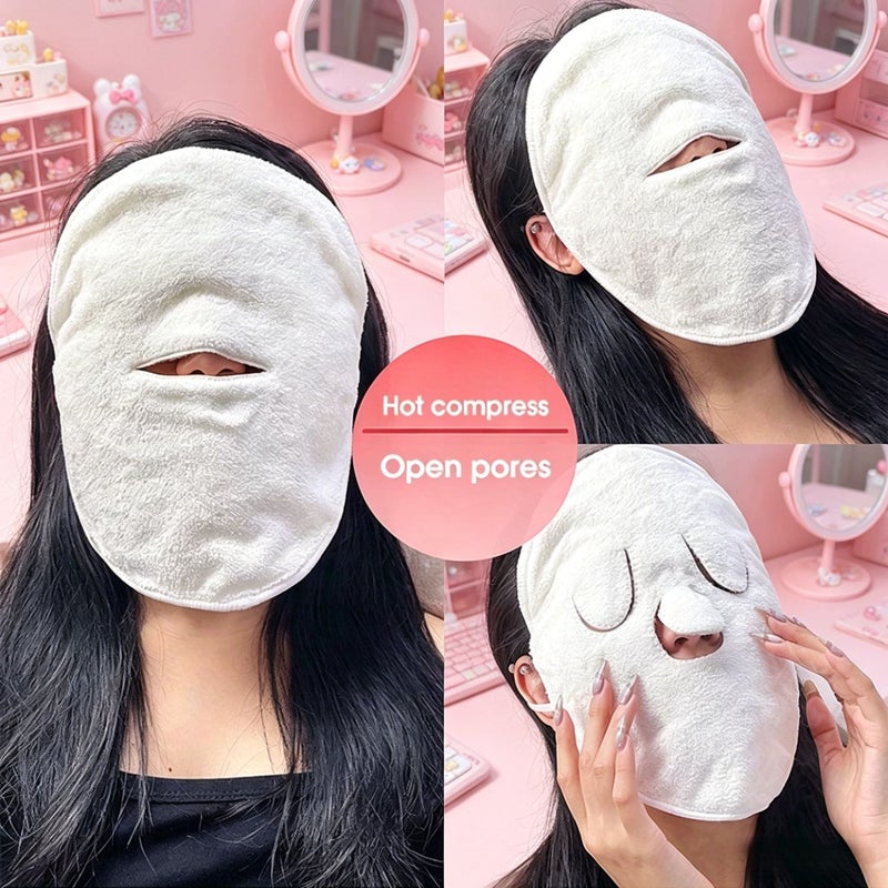 2pcs Single Hole And Three Hole Soft Facial Wrap Towels For Hot Cold Compress Cleansing Eye Jaw Care Spa Home Travel Skincare - Image 1