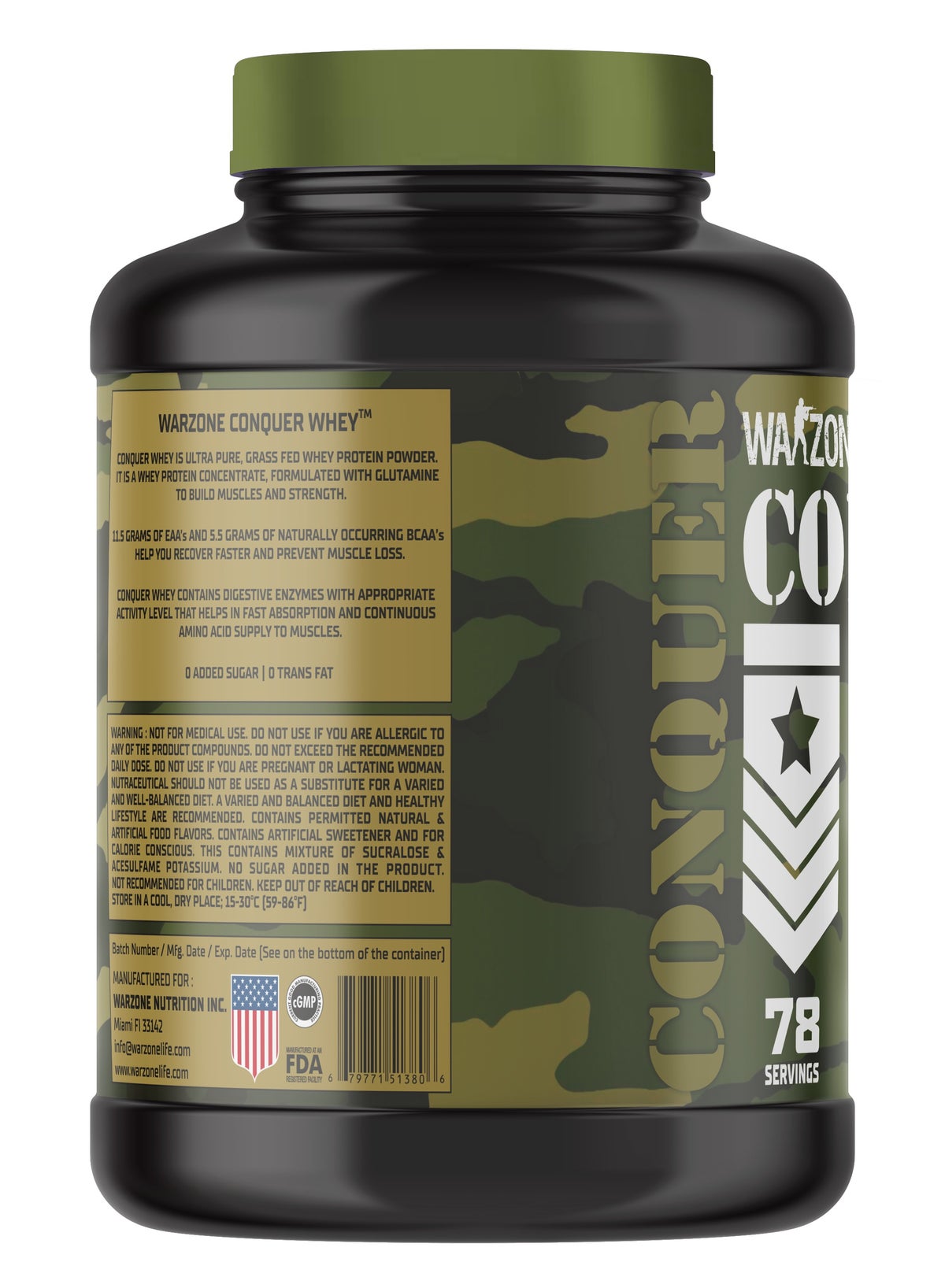 Warzone Conquer 100% Whey Protein Cafe Frappuccino Powder 5lbs